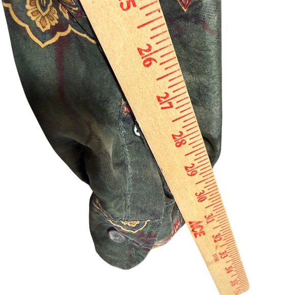 Vintage Structure 100% Silk Abstract Festival Button Down Shirt Men's Large - Picture 5 of 7